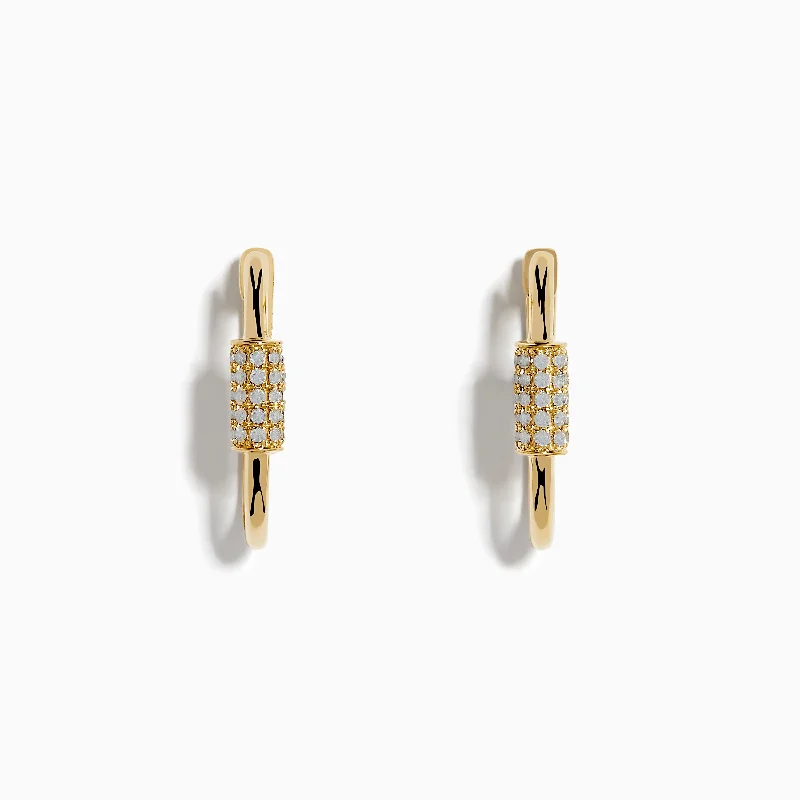 14K Yellow Gold Diamond Hoop Earrings