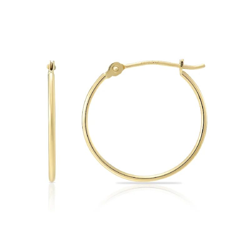 14K Yellow Gold Thin Plain Hoop Earrings