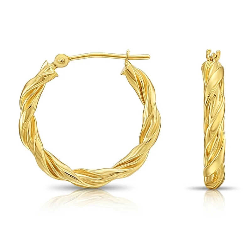 14k Yellow Gold Twisted Hoop Earrings