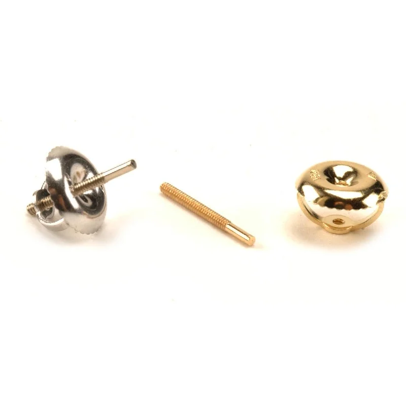 14KY,14KW & 18KY .030" Threaded Earring Posts & 6.25mm Threaded Earring Backs Sets