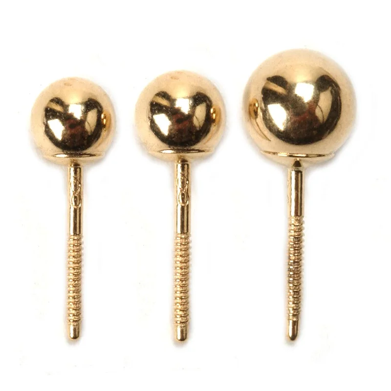 14KY 5mm Round Earrings- 0.034" Threaded Posts