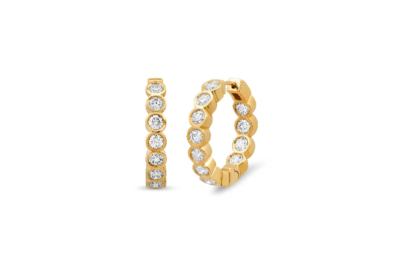 Bezel Diamond Hoop Earrings