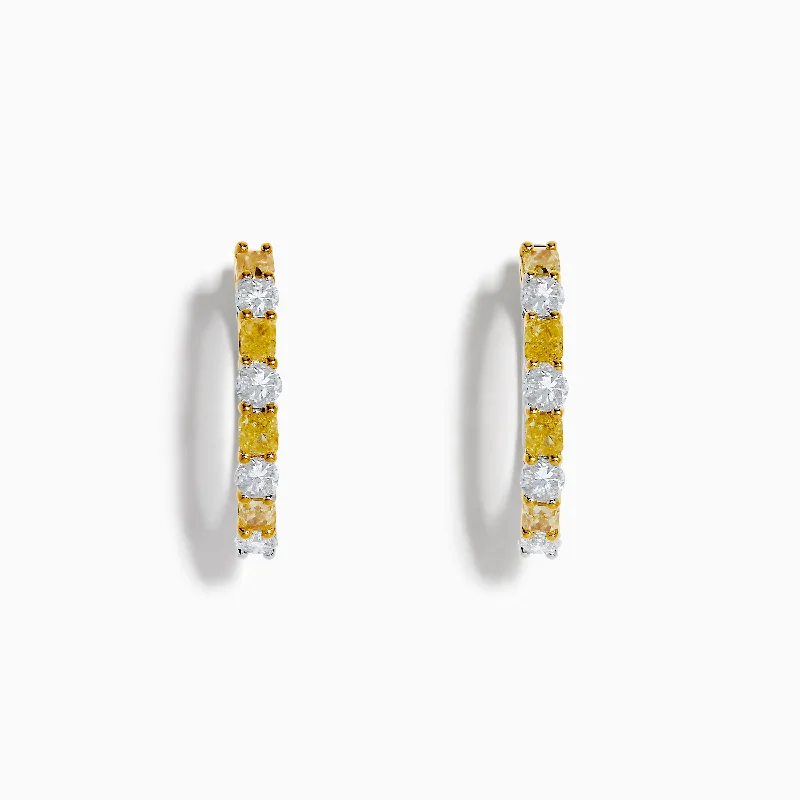 Canare 18K Two Tone White and Yellow Diamond Earrings