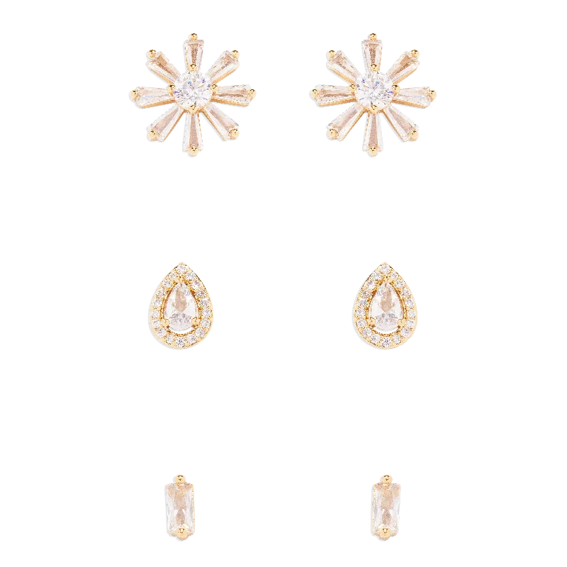 Crystal Stud Trio Set