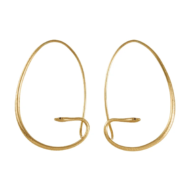 Gabriella Kiss 18k Small Snake Hoops with Diamond Eyes