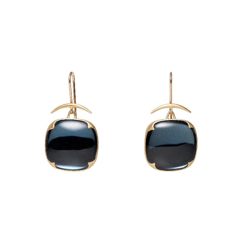 Gabriella Kiss 18k Square Blue Topaz over Hematite Earrings