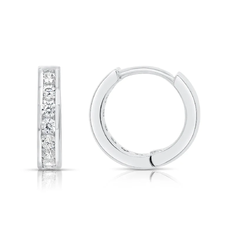 CZ Huggie Hoop Earrings in Sterling Silver