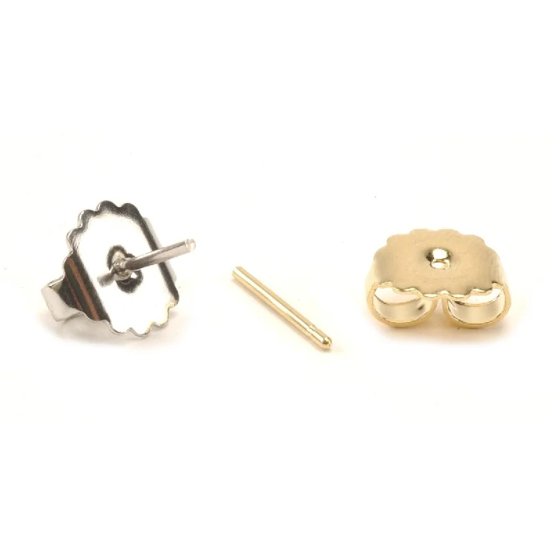 14KY,18KY,18KW & Platinum .036" Friction Earring Posts & Monster Plain 10.1mm Backs Set