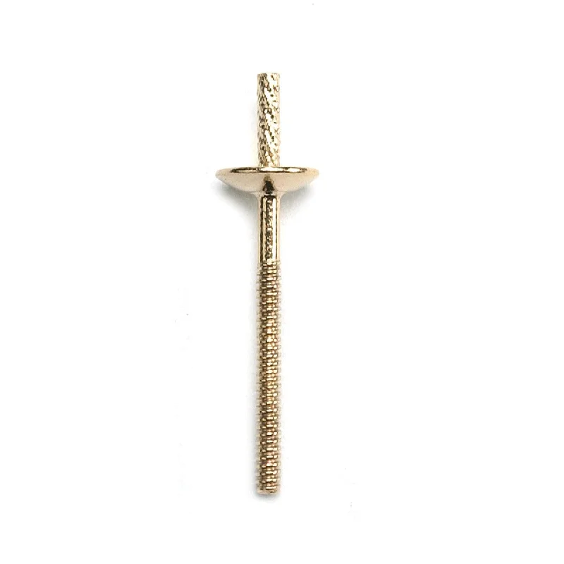 14KY Threaded Pearl Earring Posts- 4.0mm Cup with Peg .041"