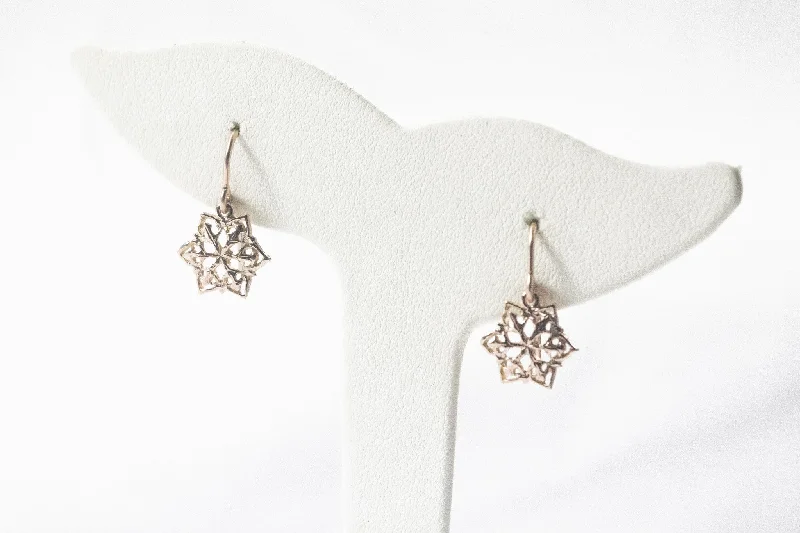 Rose Gold Snowflake Dangle Earrings