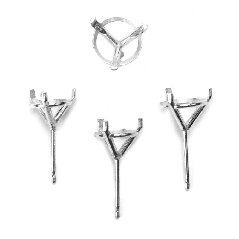 Sterling Silver 3 Prong Easy Set Earring Post