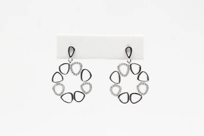 Sterling Silver Multi Circle Earrings with Cubic Zirconia