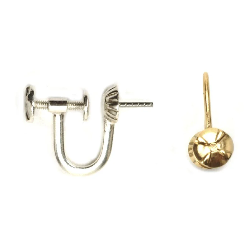 Sterling Silver & Yellow Gold Filled Ear Screws 5.0mm Cup with Peg