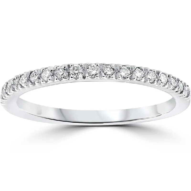 1/4 ct Pave Lab Created Diamond Wedding Ring 14K White Gold