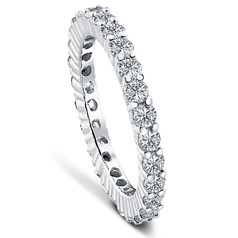 1 Ct T.W. Lab Grown Diamond Eternity Ring 14k White Gold Stackable Wedding Band