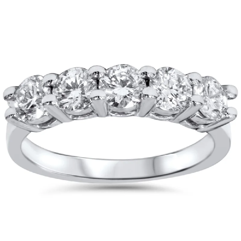 14k White Gold 1 1/4ct TDW Five Stone Diamond Wedding Ring