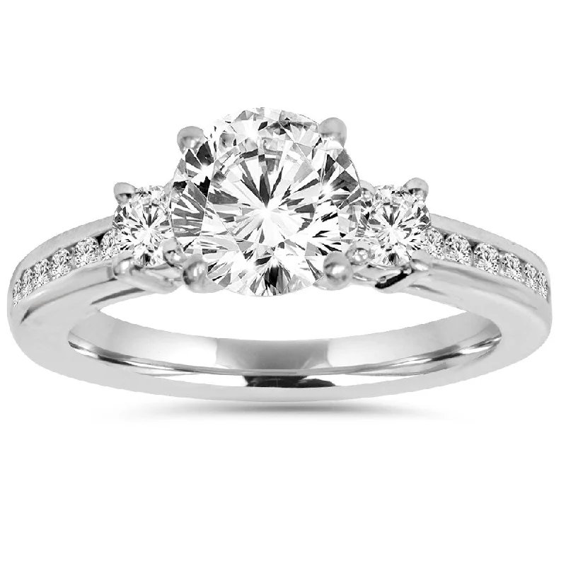 14k White Gold 2.25 ct TDW Round Gold Clarity Enhanced Diamond Engagement Wedding Ring