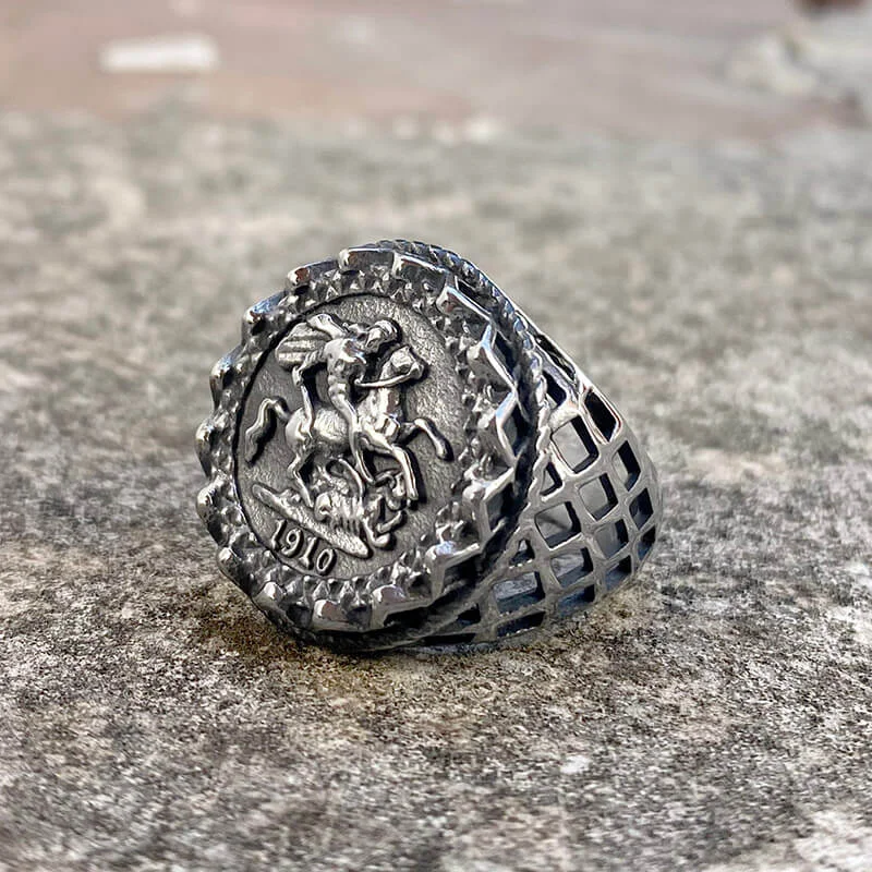 1910 St. George Stainless Steel Coin Ring