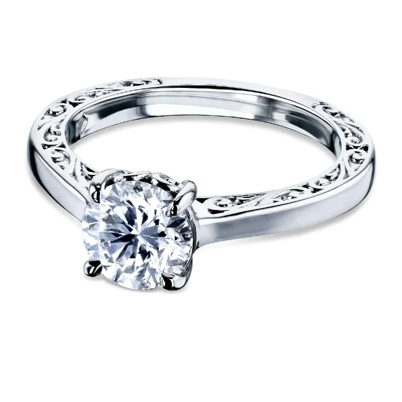 1ct Diamond Solitaire Filigree Engraved Ring