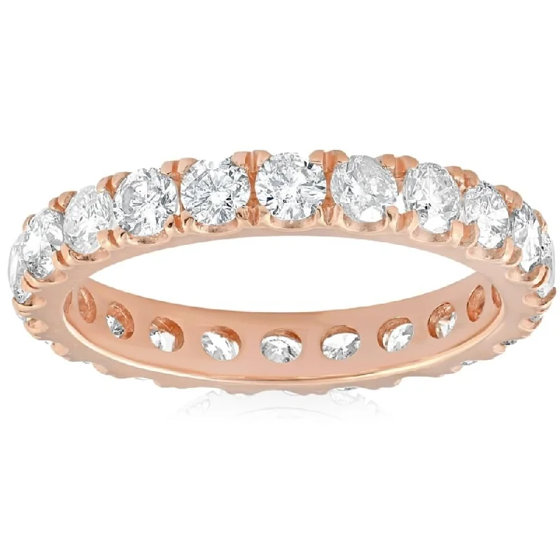 2Ct Diamond Eternity Ring 14k Rose Gold U Prong Stackable Wedding Band