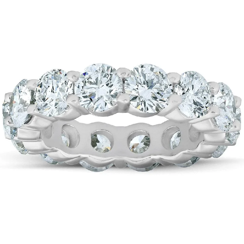 6.70CT Huge Lab Grown Diamond Eternity Wedding Ring 14k White Gold