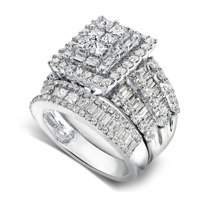 Square Cluster Composite Diamond Bridal Set - 2-5/8ct TDW