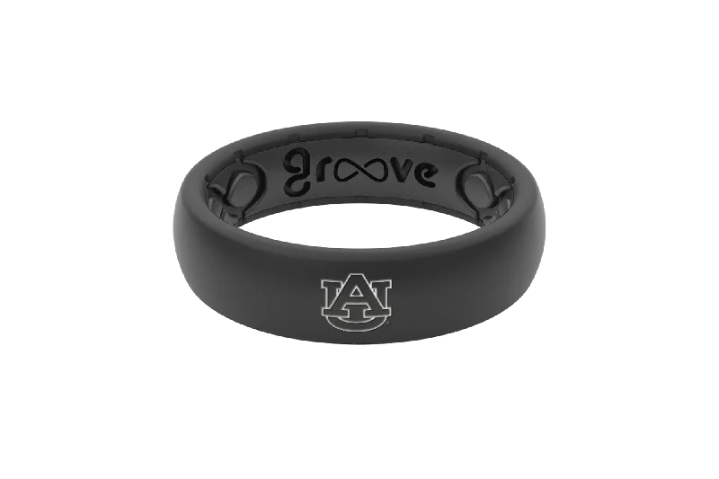 College Auburn Black Logo Thin Ring