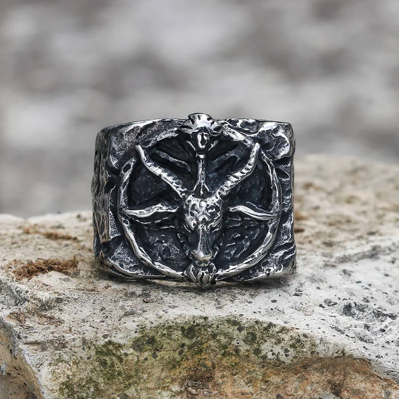 Baphomet Goat Stainless Steel Satan Ring