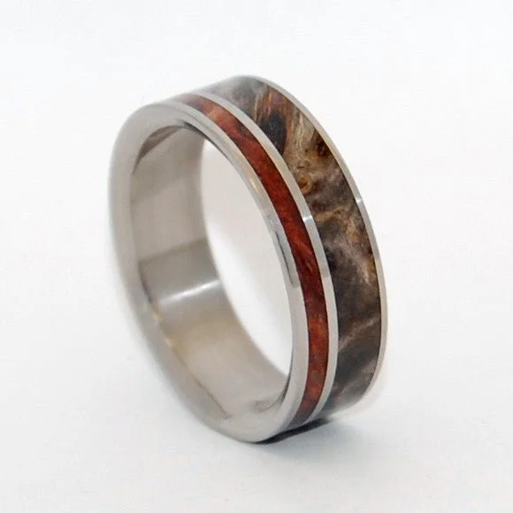 Between Angels | Men's California Redwood, Buckeye Wood & Titanium Wedding Ring