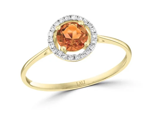 Citrine and Diamonds Halo Fashion Ring in 14K Yellow Gold (.52ctw)