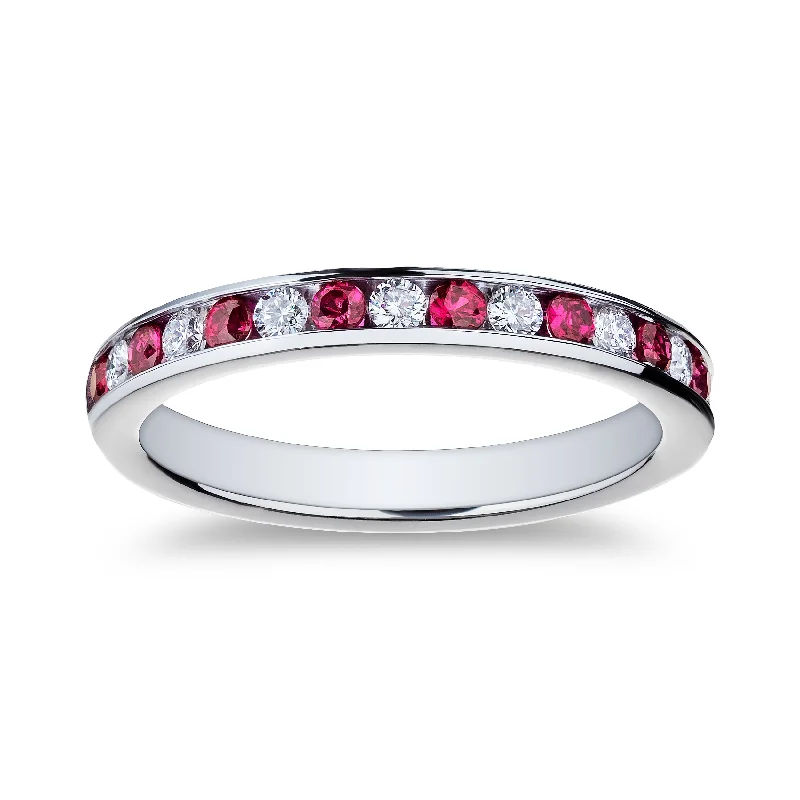 Bremer Jewelry Ruby and Diamond Channel Set Ring in Platinum (0.58ctw)