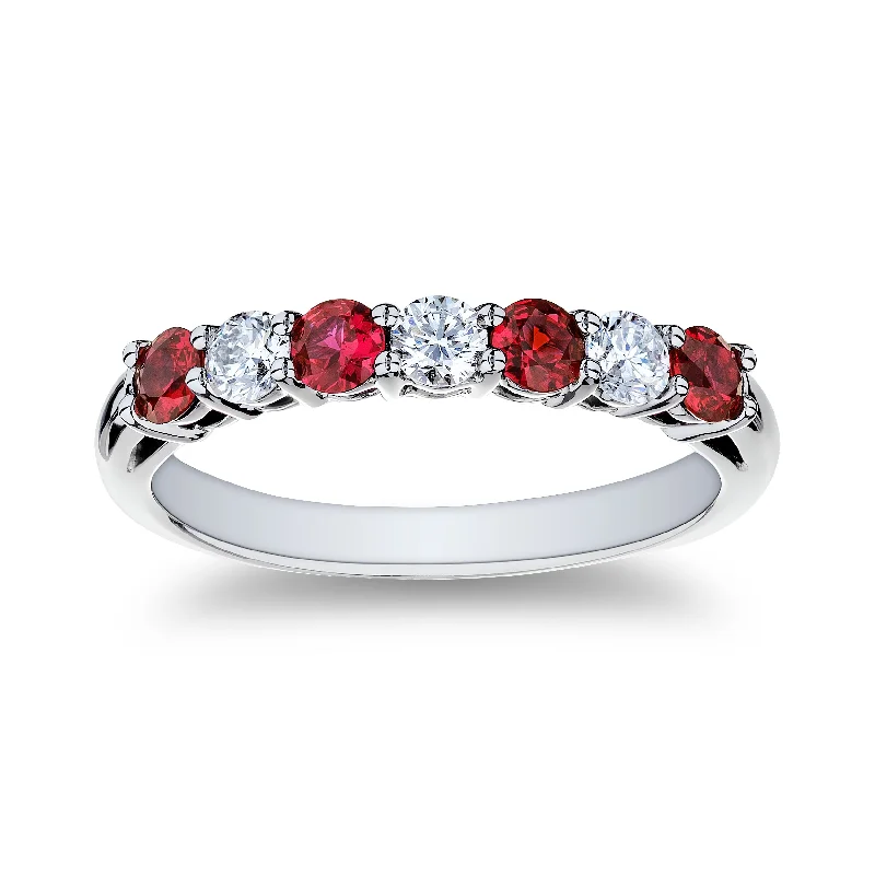 Bremer Jewelry Ruby and Diamond Half Anniversary Ring in Platinum (0.80ctw)