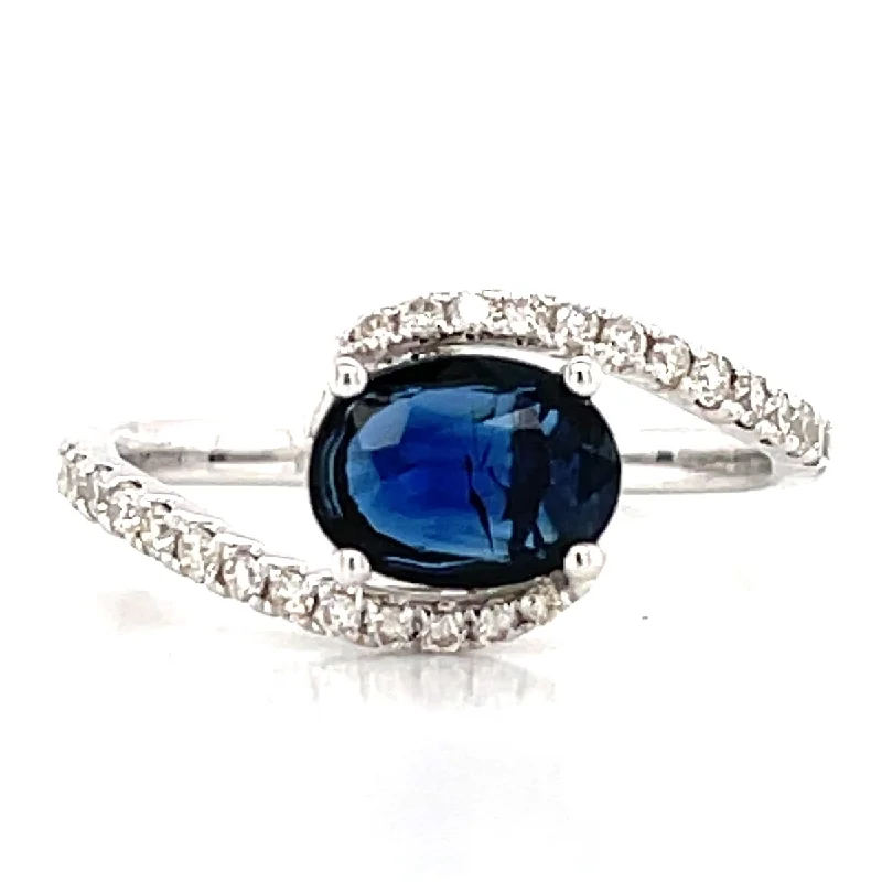 Bremer Jewelry Sapphire and Diamond Bypass Ring in 14K White Gold (1.58ctw)