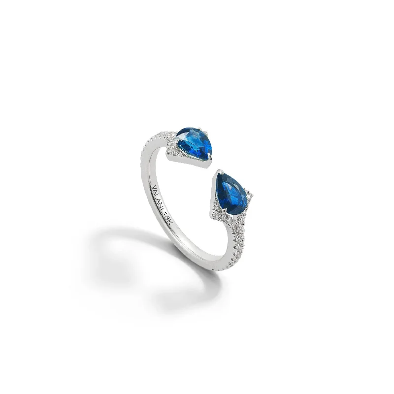 Bremer Jewelry Sapphire and Diamond Geometric Fashion Ring in 18K White Gold (1.11ctw)