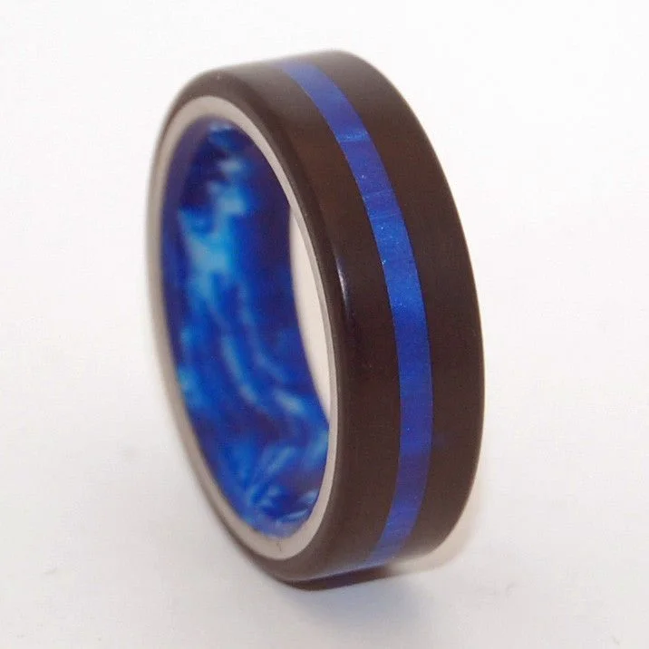 Center Of My Galaxy | Men's Resin, Blue & Black Titanium Wedding Ring