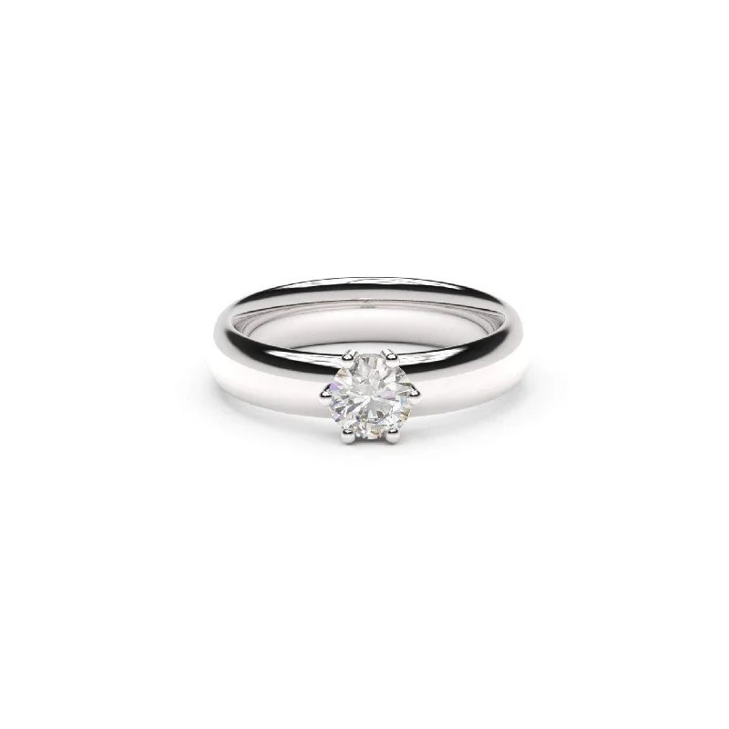 Classic Engagement Ring, White Gold & Platinum