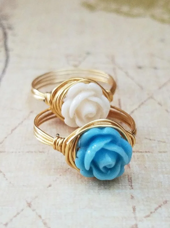 Dainty Rose Flower Ring - Made to order