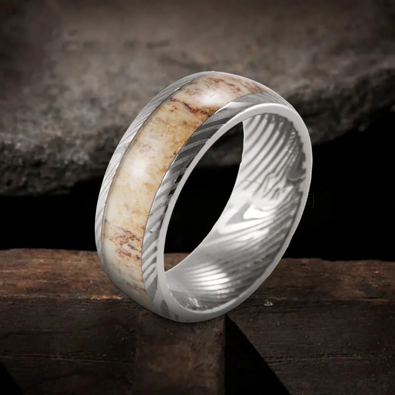 Damascus Steel Pattern Stainless Steel Ring