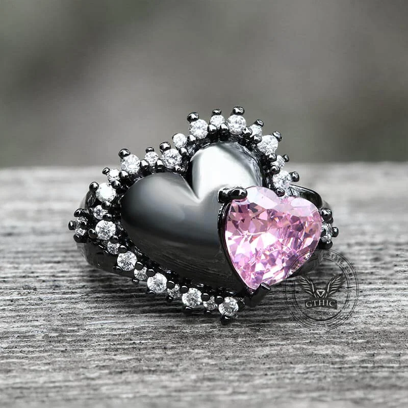 Double Hearts Alloy Open Ring