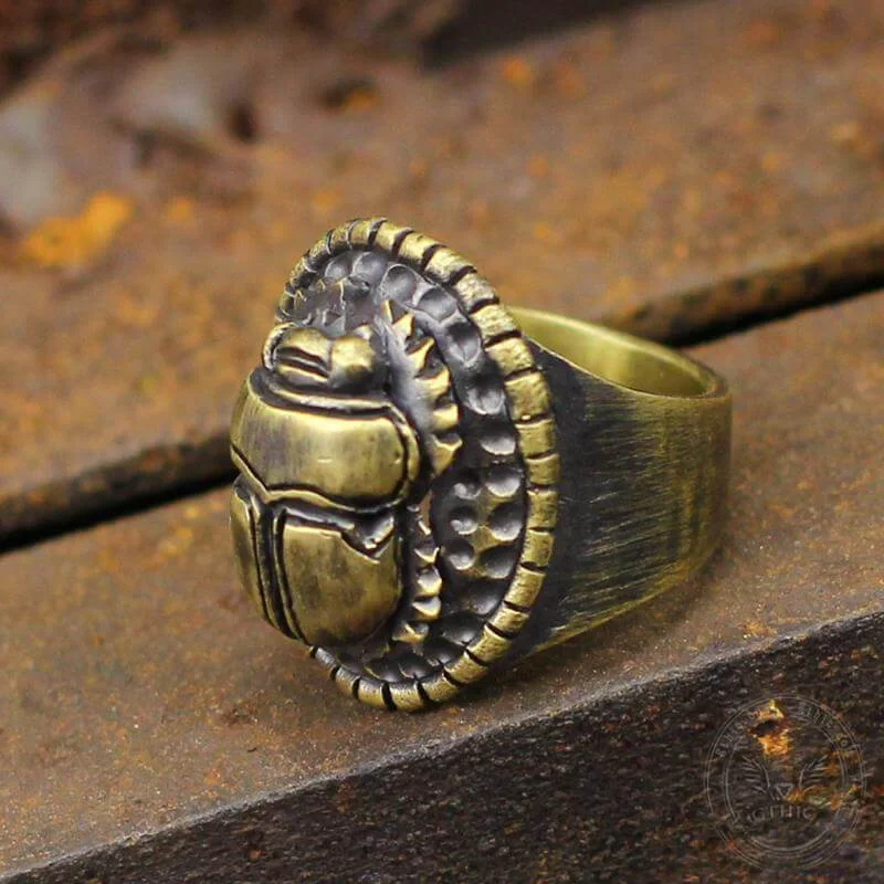 Dung Beetle Brass Egypt Ring