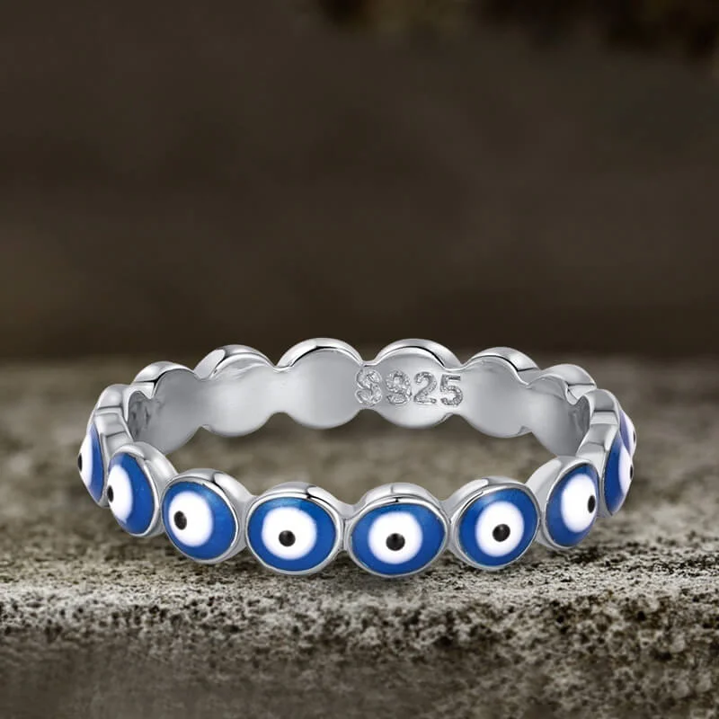 Evil Eye Sterling Silver Women Ring