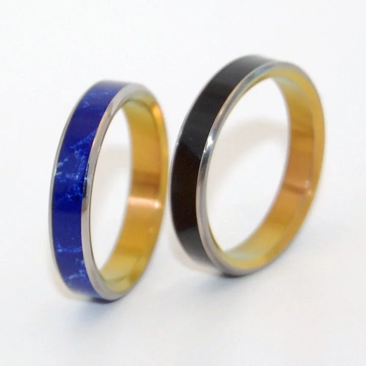 Eyes Of Stars | Onyx Stone & Sodalite - Unique Wedding Ring Set