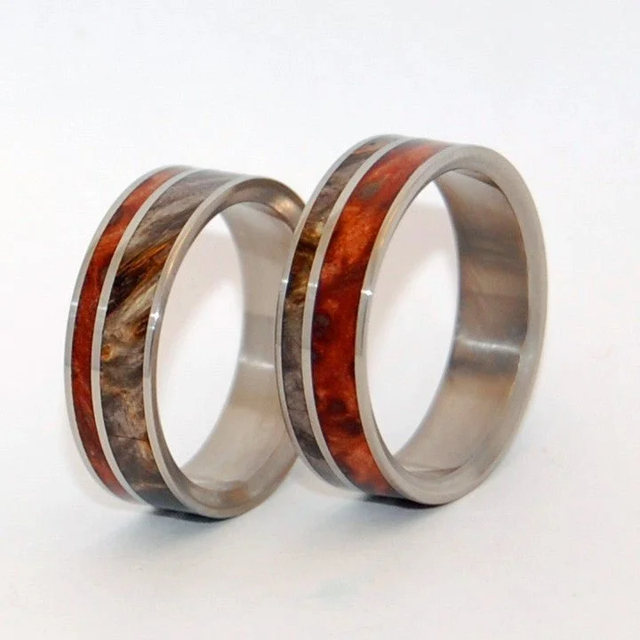 Faith Is The Link Between Angels | California Buckeye Wood - Unique Wooden Wedding Ring Set