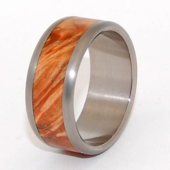 Golden Flame | Men's Box Elder Wood Wedding Ring