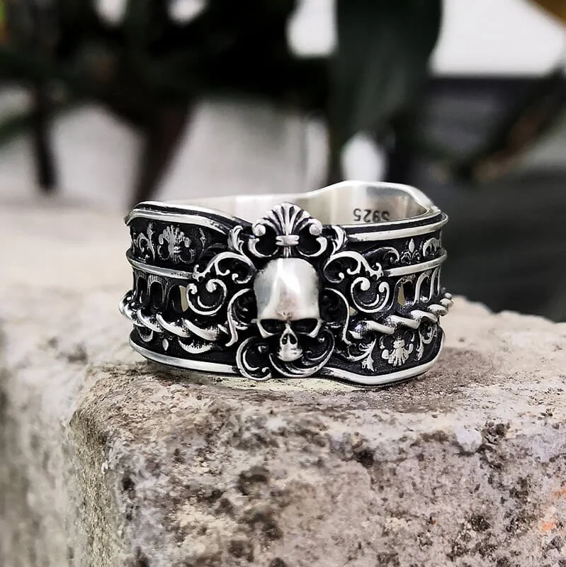 Goth Skull Sterling Silver Ring