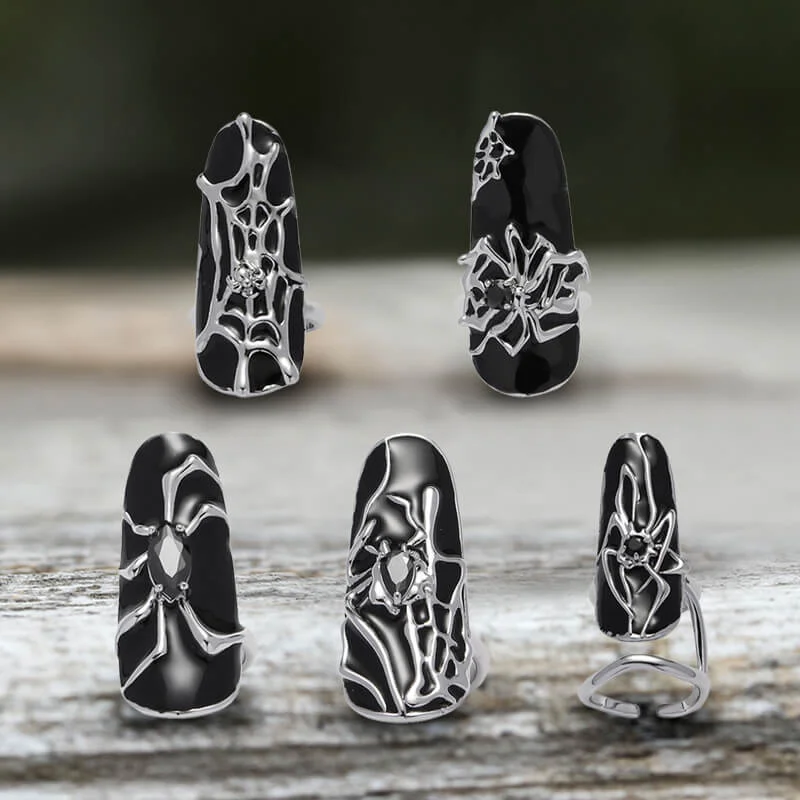 Goth Spider Alloy Animal Nail Rings