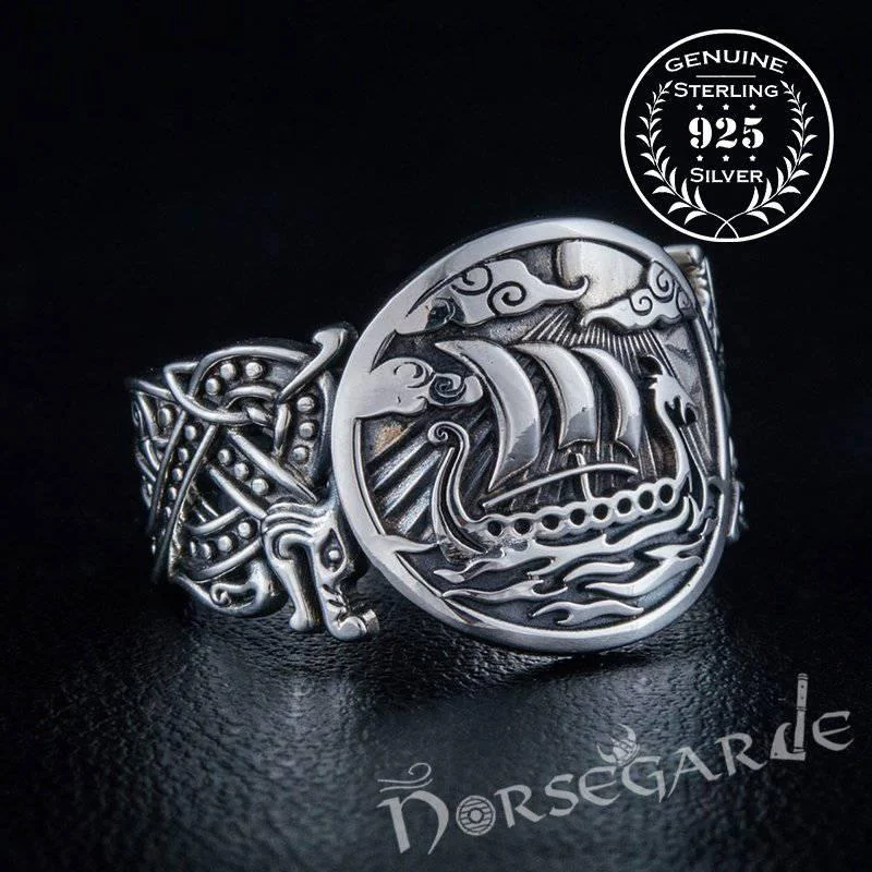 Handcrafted Drakkar Jellinge Style Ring - Sterling Silver