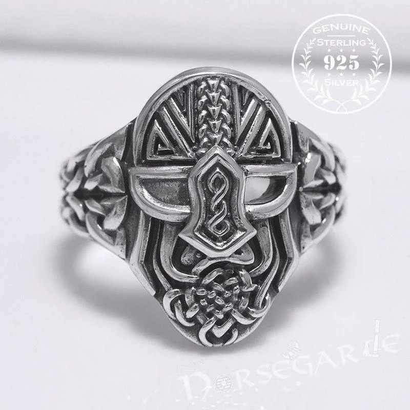 Handcrafted Helm of Odin Ring - Sterling Silver