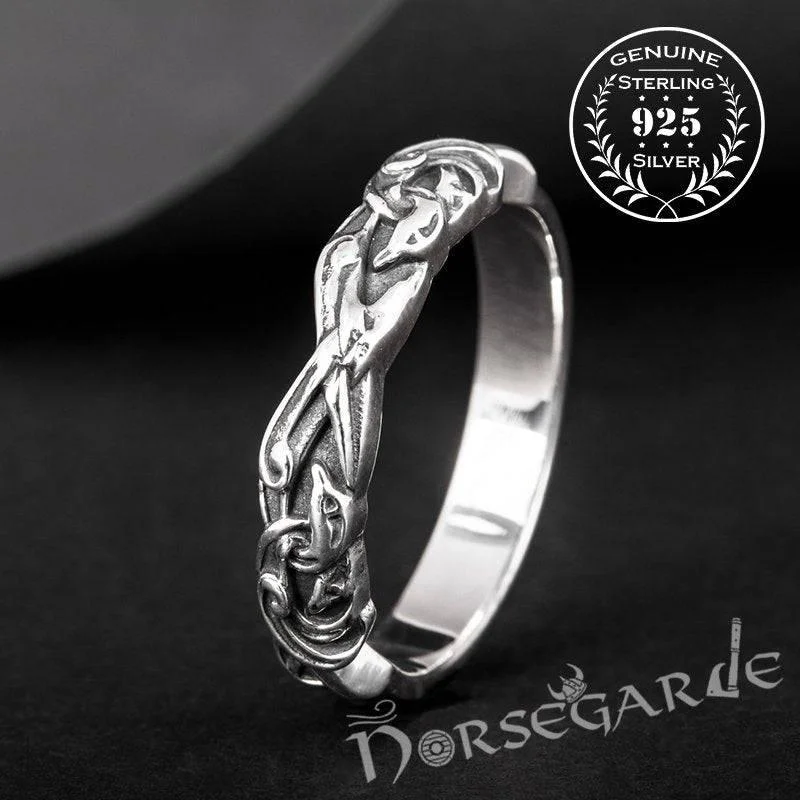 Handcrafted Norse Ornamental Light Band - Sterling Silver