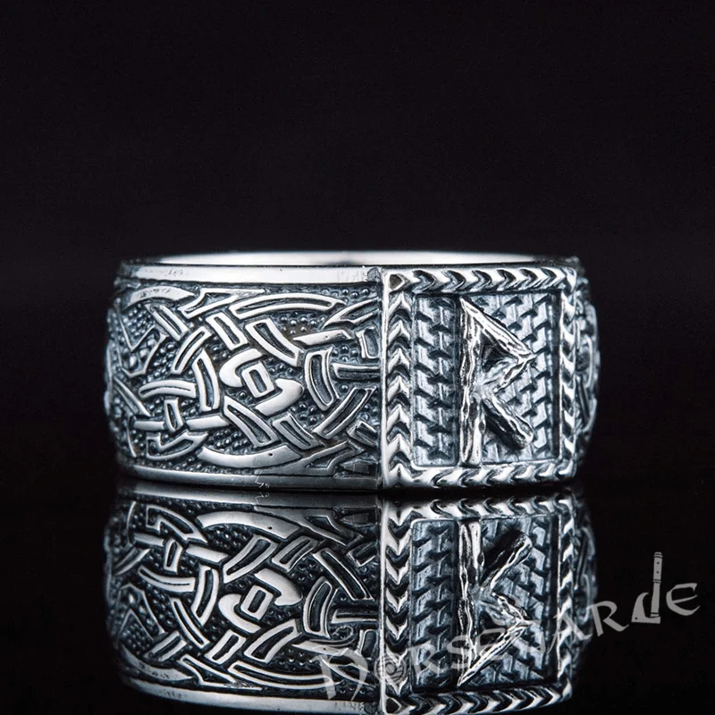 Handcrafted Raido Rune Borre Ornament Band - Sterling Silver